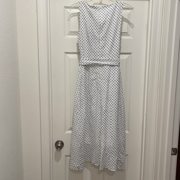 NWT DKNY Midi Faux Wrap Chiffon/crepe Black & White Dress - Picture 4 of 12